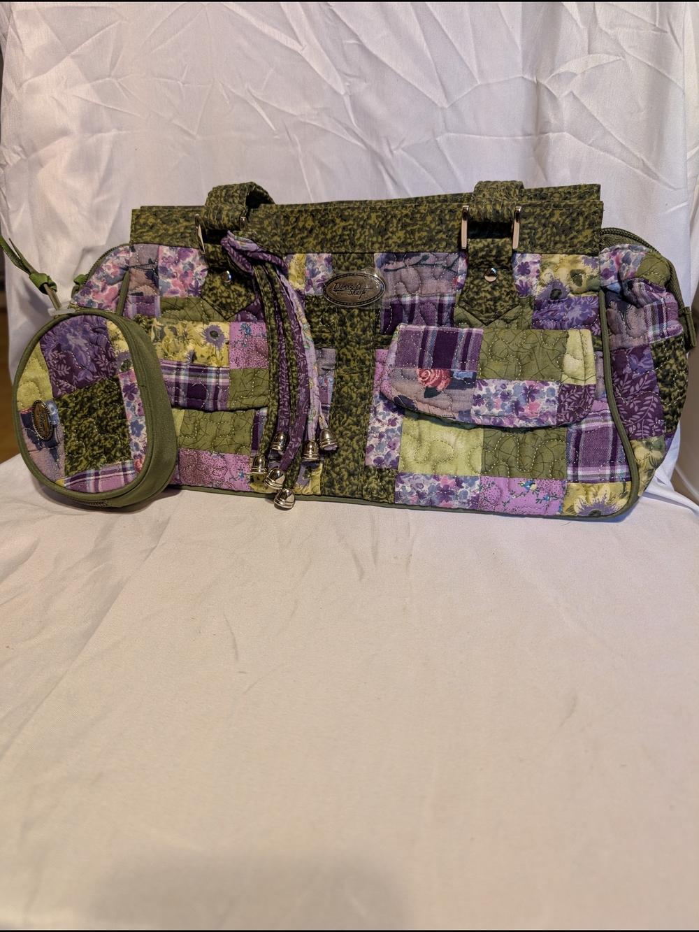 Donna Sharp NWOT Quilted Patchwork Shoulder Bag in Green & Purple w/Coin Pouch